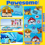 Paw Patrol Towel Kids Toddlers Super Soft Absorbent Bath Shower Swimming Beach Towel 100% Cotton Marshall Chase Rubble Holiday Essentials 140x70cm - Get Trend