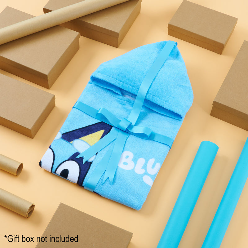 Bluey Towelling Poncho - Hooded Dry Robe for Kids,  Beach Poncho