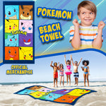 Pokemon Towel Kids Teens Super Soft Absorbent Anime Bath Shower Swimming Beach Towel 100% Cotton Pikachu Gengar Eeevee Holiday Essentials 140x70cm - Get Trend
