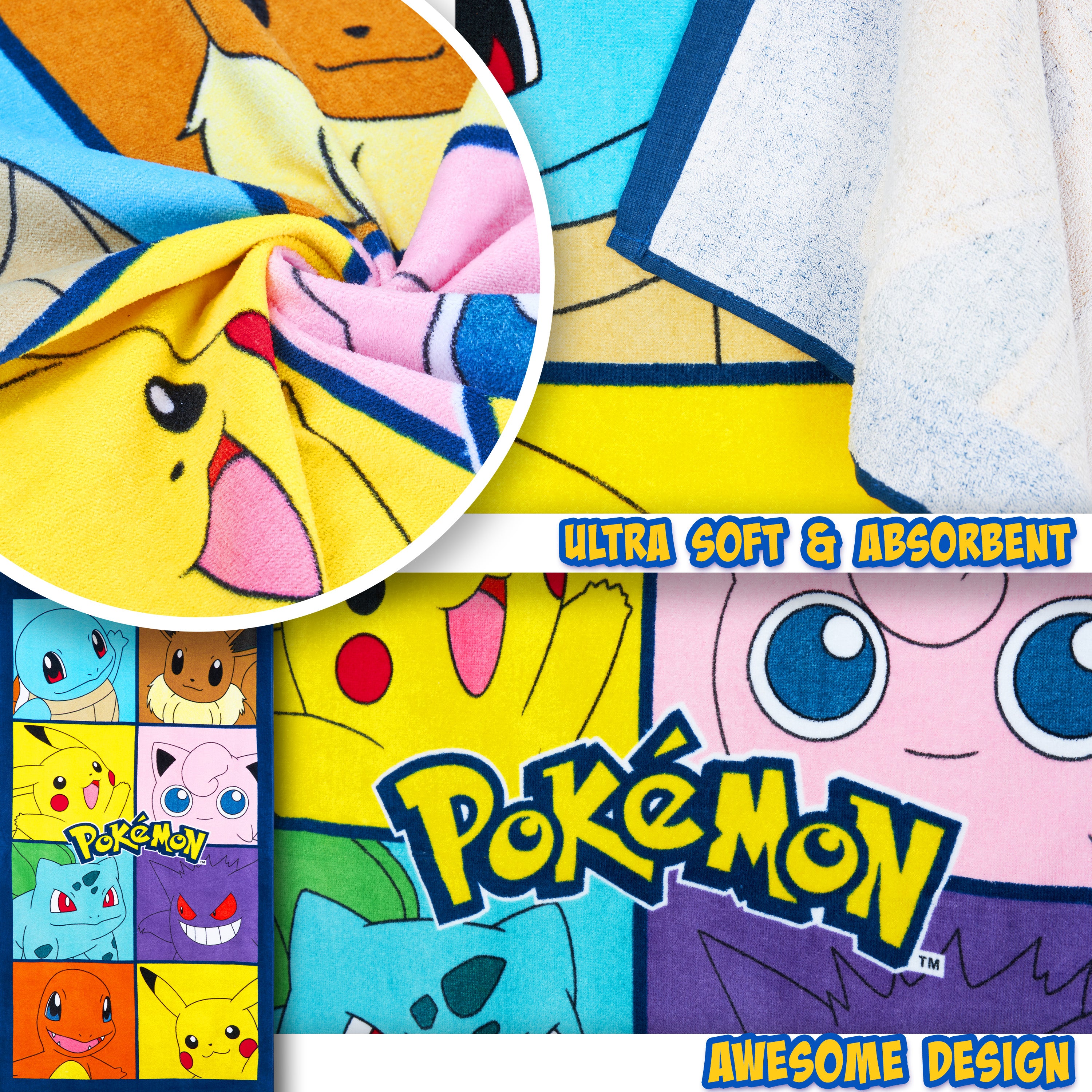 Pokemon Towel Kids Teens Super Soft Absorbent Anime Bath Shower Swimming Beach Towel 100% Cotton Pikachu Gengar Eeevee Holiday Essentials 140x70cm - Get Trend