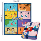 Pokemon Soft Fleece Bed Blanket, Warm Bed Throw 150 x 130cm for Sofa Cosy Bedroom Accessories Sleepover, Anime Gifts for Kids