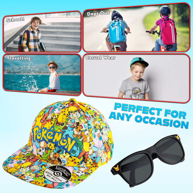 Pokemon Baseball Cap & Sunglasses Set for Kids, Summer Accessories for Kids