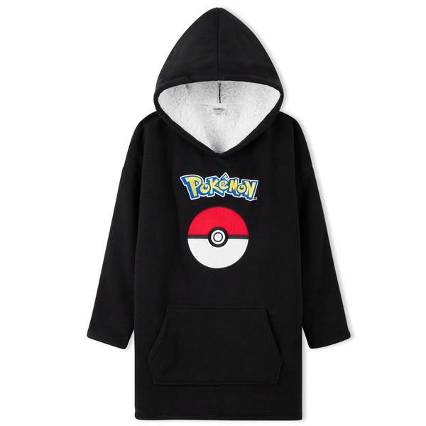 Pokemon Fleece Hoodie Blanket for Kids and Teenagers - Black