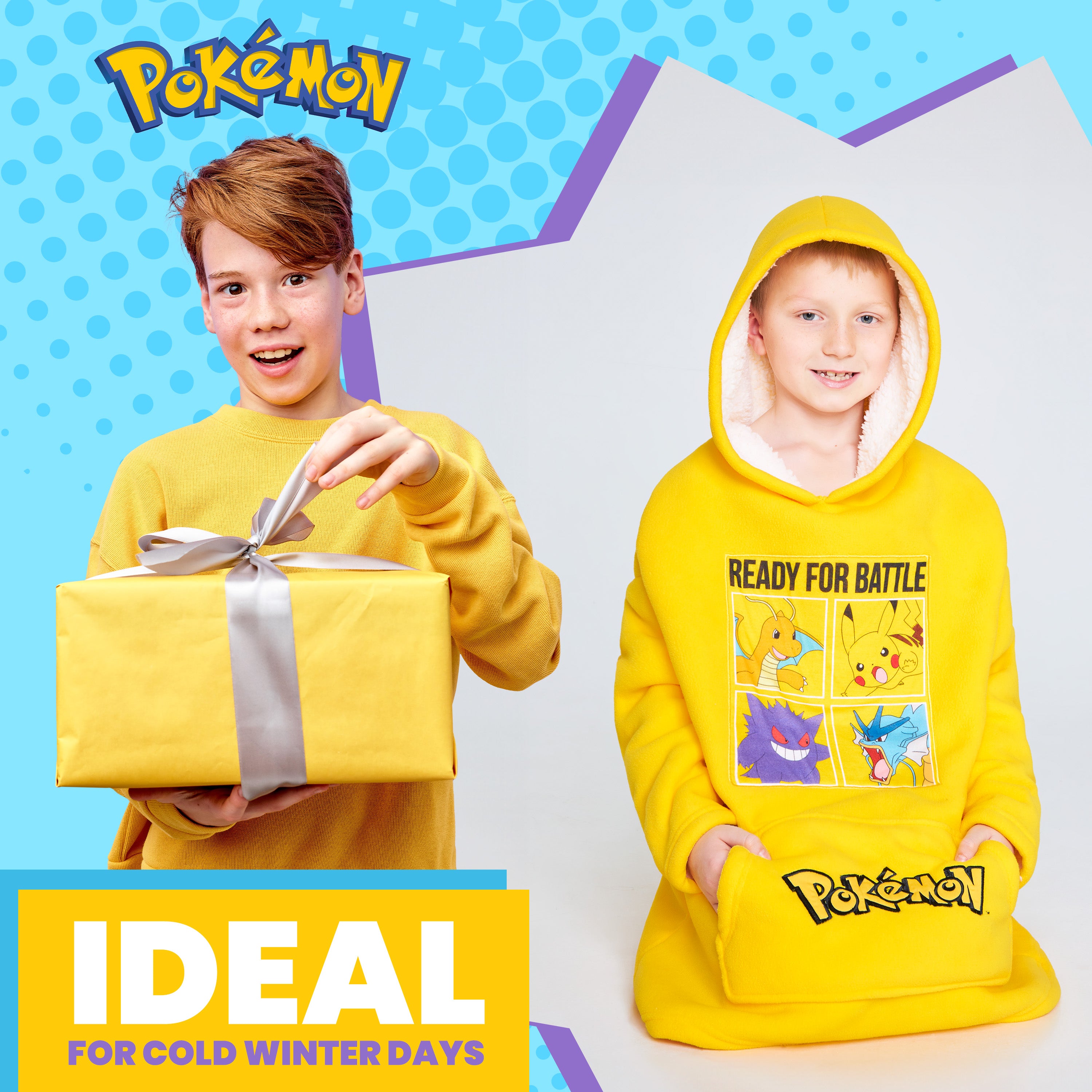 Pokemon Fleece Hoodie Blanket for Kids and Teenagers - One Size Oversized Hoodie - Get Trend