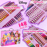 Disney Art Set for Kids 130+ Pieces Colouring Pencils Colouring Crayons Princess Art - Get Trend