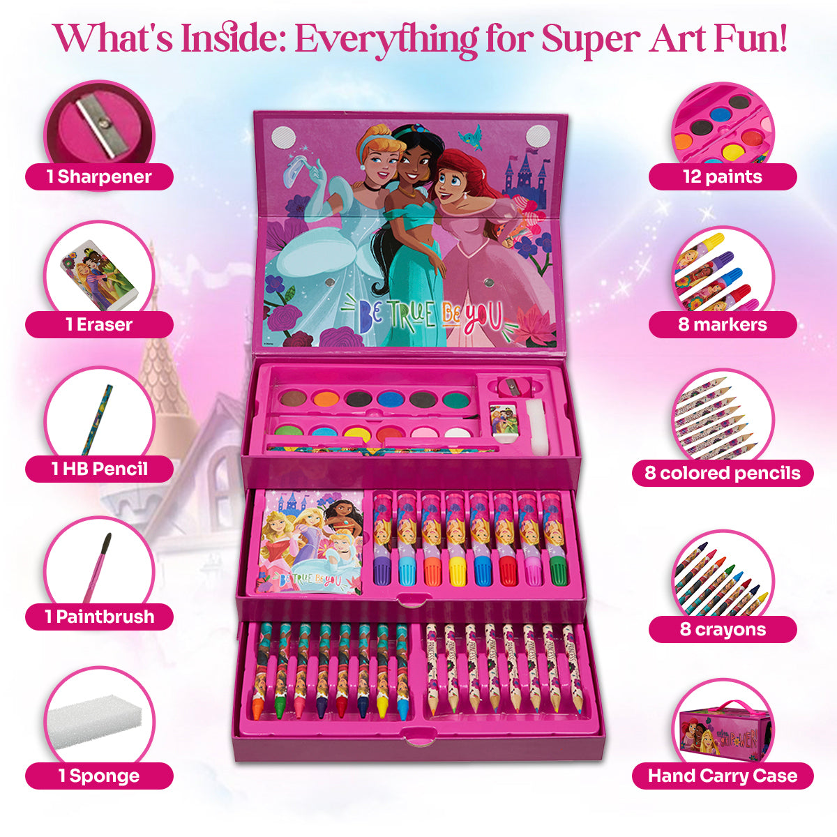 Disney Princess Kids Colouring Sets - 40 Plus Pieces - Get Trend