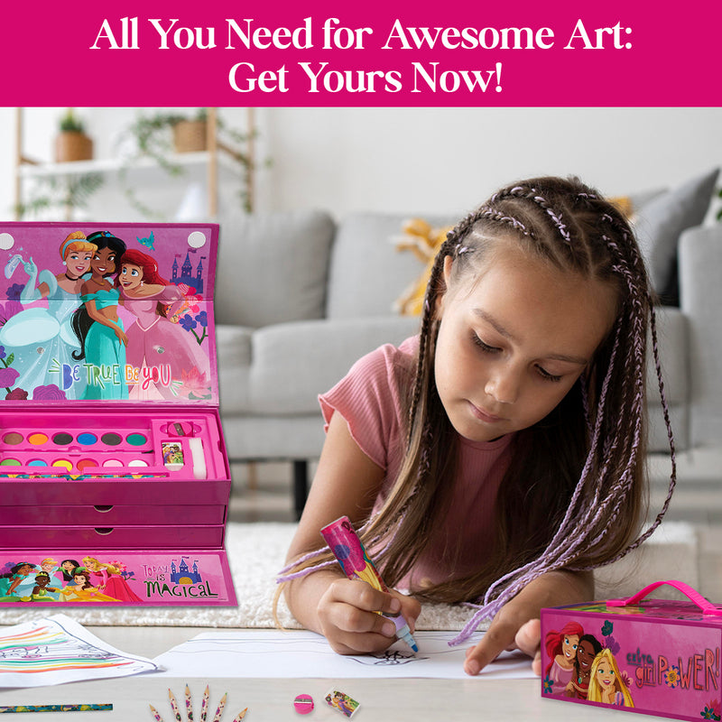 Disney Princess Kids Colouring Sets - 40 Plus Pieces