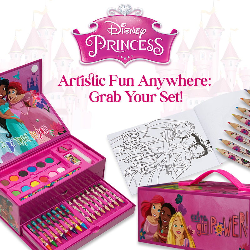 Disney Art Set for Kids 130+ Pieces Colouring Pencils - Multi Princess