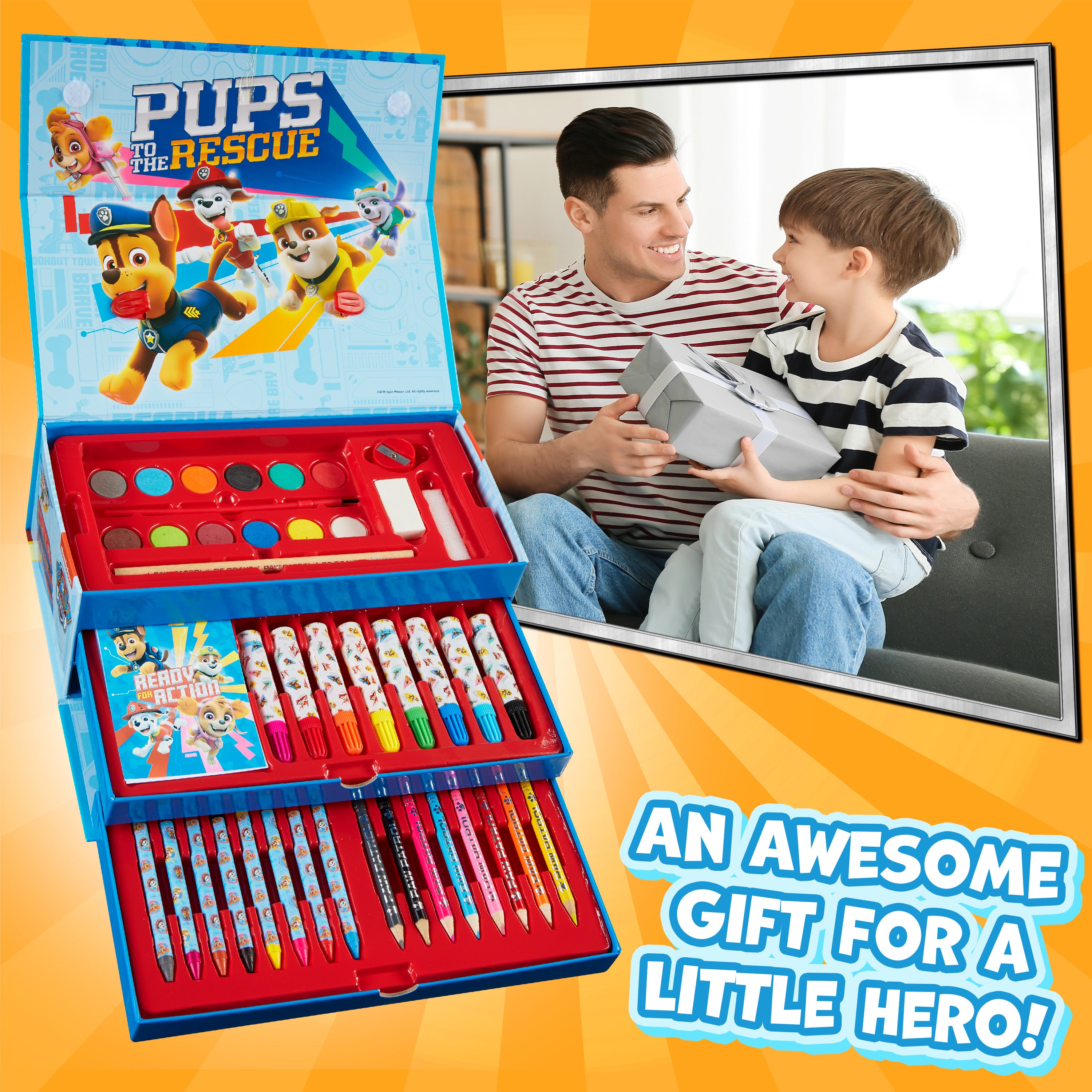 PAW PATROL Art Set Kids Colouring Pencils Felt Tip Pens Crayons Paints Stationery Crafts Boys Girls Art Supplies Preschool Travel 40 Plus Pcs Gift Set (Multicolor) - Get Trend