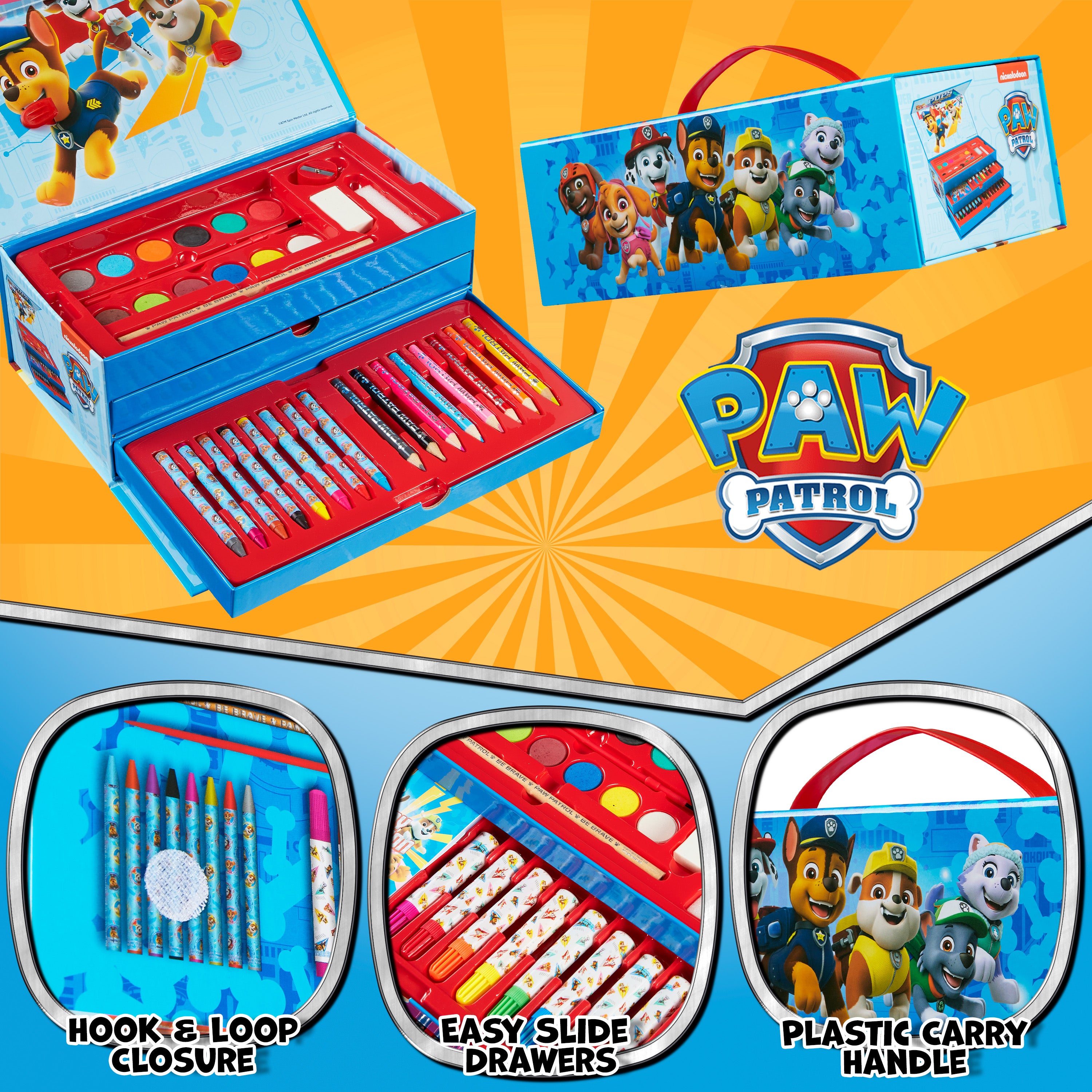 PAW PATROL Art Set Kids Colouring Pencils Felt Tip Pens Crayons Paints Stationery Crafts Boys Girls Art Supplies Preschool Travel 40 Plus Pcs Gift Set (Multicolor) - Get Trend