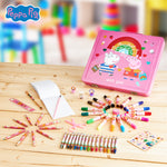 Peppa Pig Kids Art Set Crafts Drawing and Painting Sets for Children Travel Case 40 Plus Pieces Watercolour Paints Crayons Colouring Pencils Art Supplies Gifts for Girls (Pink) - Get Trend