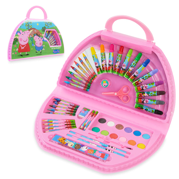 Peppa Pig Kids Art Set for Girls and Boys Travel Case Crafts Drawing and Painting Sets