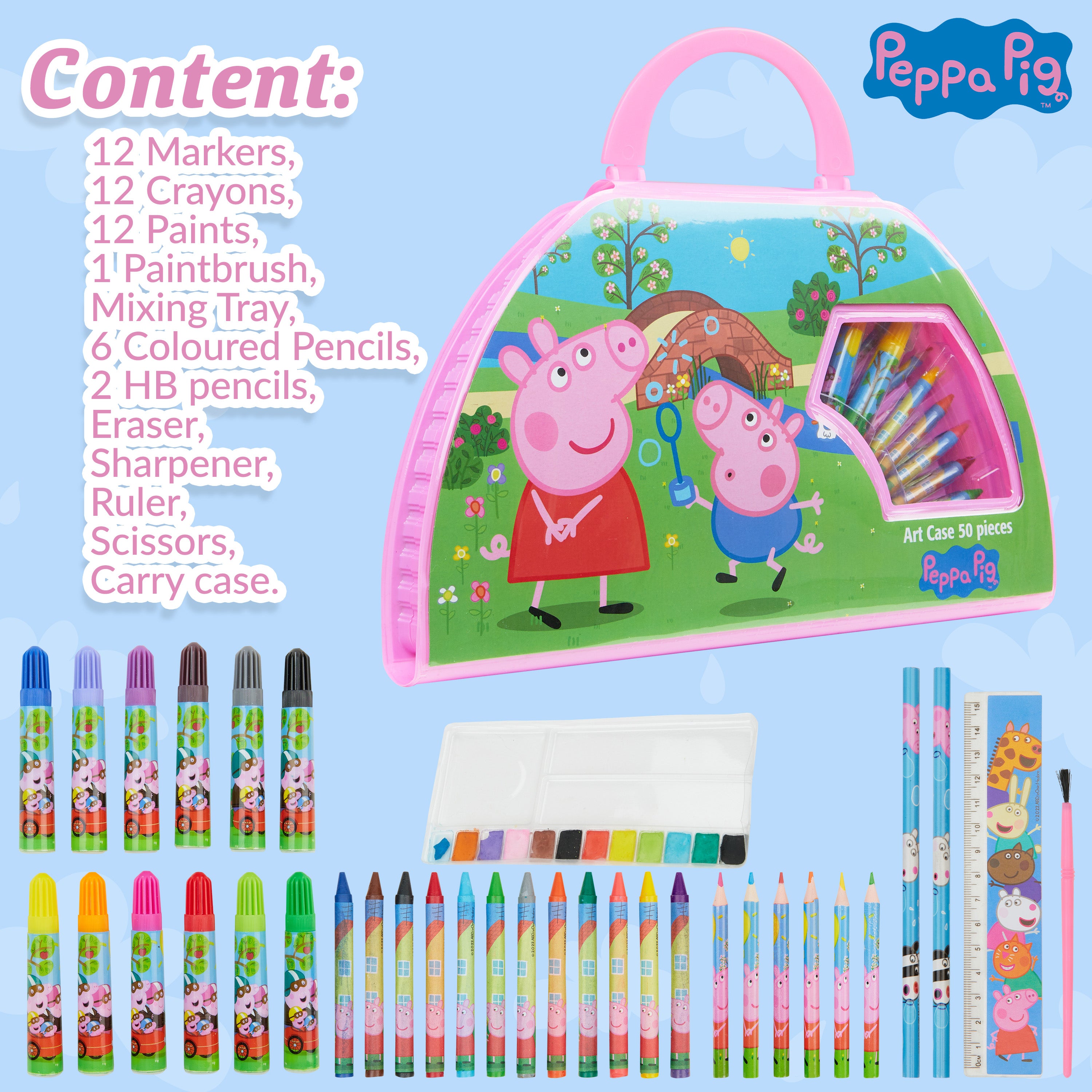 Peppa Pig Kids Art Set for Girls and Boys Travel Case Crafts Drawing and Painting Sets - Get Trend