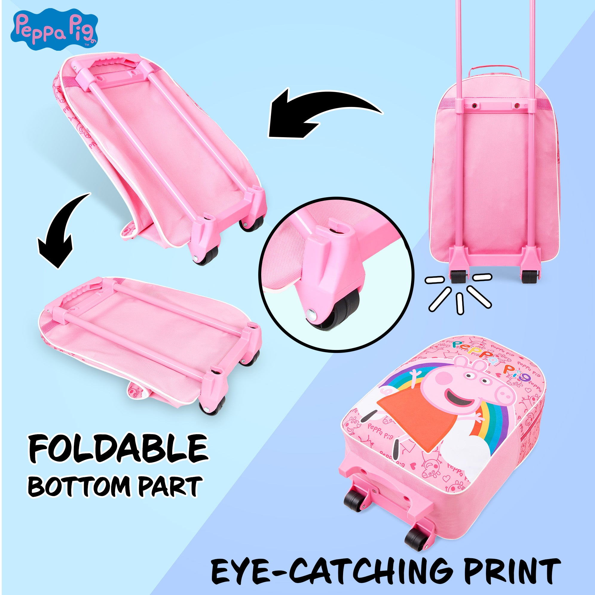 Peppa Pig Suitcase for Girls Carry On Travel Bag with Wheels - Get Trend