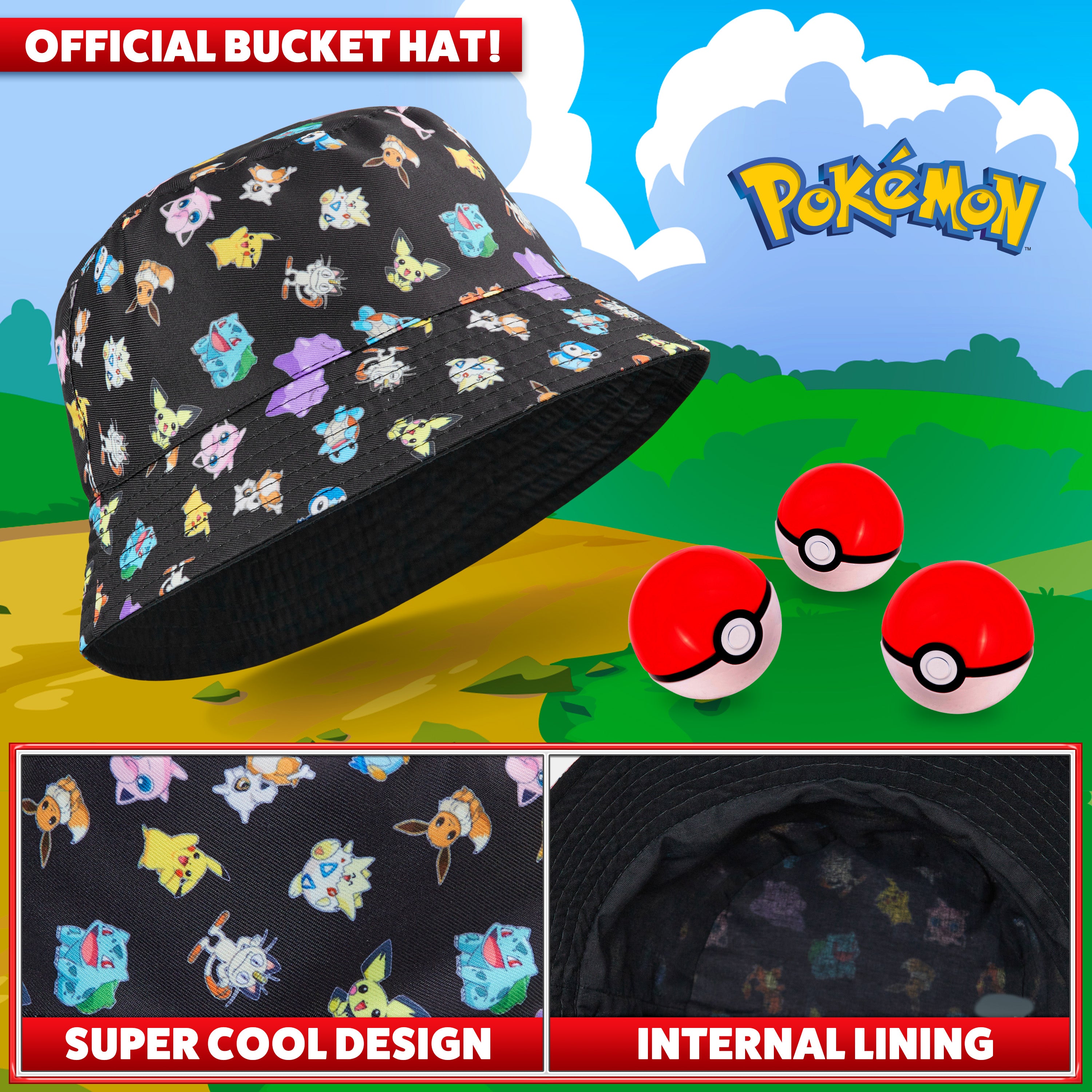 Pokemon Bucket Hat for Kids, All Over Print Pokemon Gifts - Get Trend