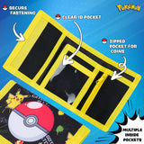 Pokemon Kids Trifold Wallet with Zipped Coin Compartment and Clear ID Pocket