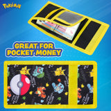 Pokemon Kids Trifold Wallet with Zipped Coin Compartment and Clear ID Pocket