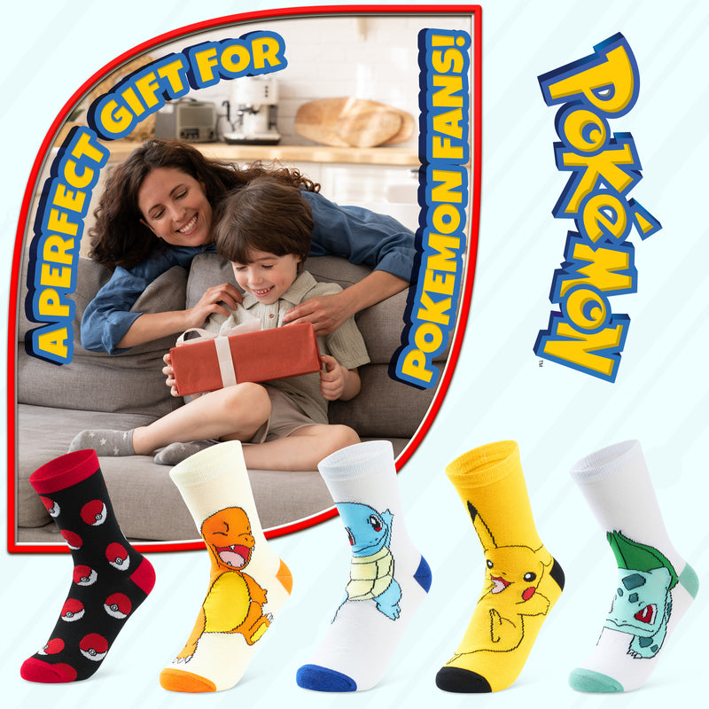 Pokemon Boys Socks 5 Pack Pikachu Ankle Socks, Kids Socks 5 Pack