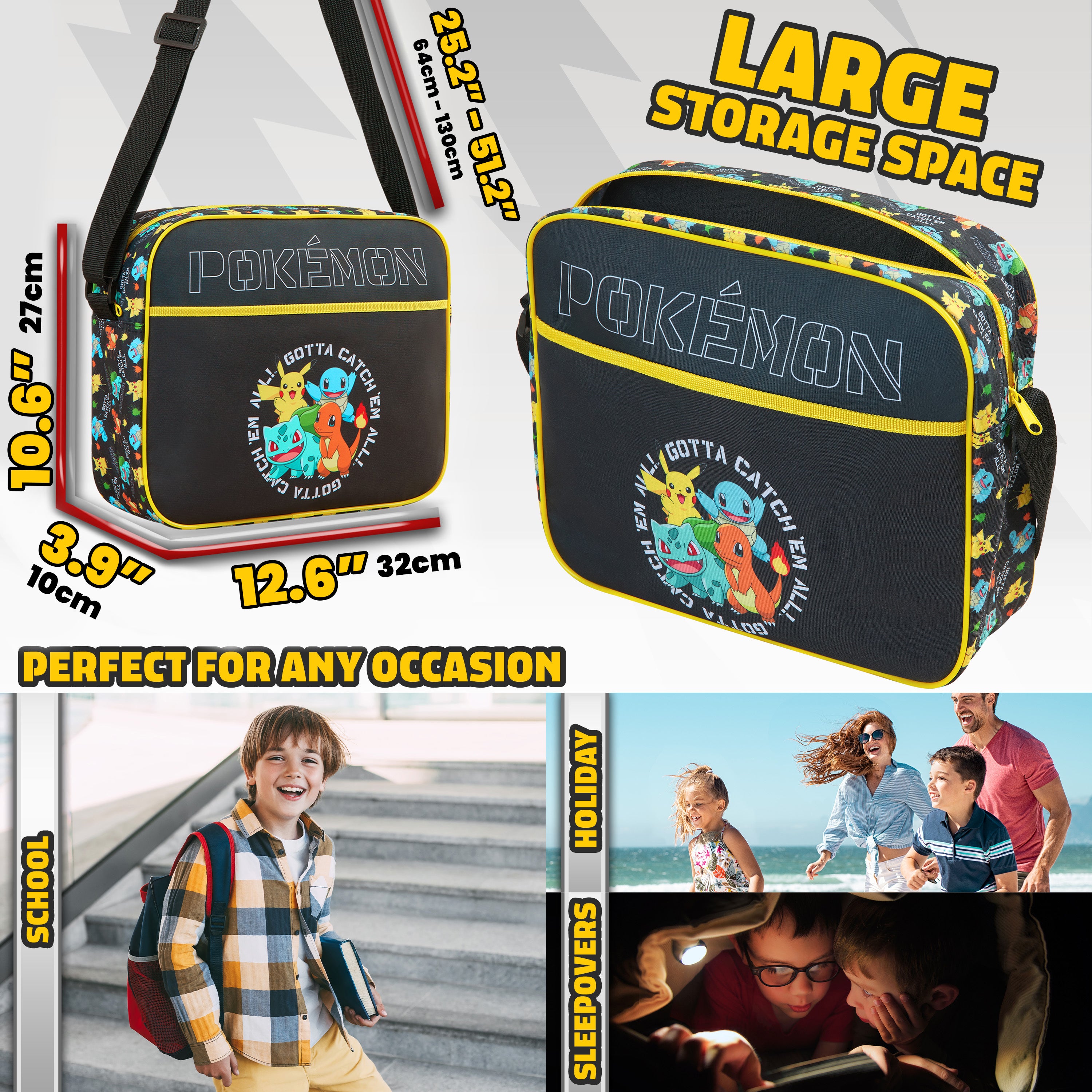 Pokemon Crossbody Bag Kids Messenger Bag Boys Pikachu School Girls Shoulder Bag Kids Backpack Kids Travel Bag Teenagers - Get Trend
