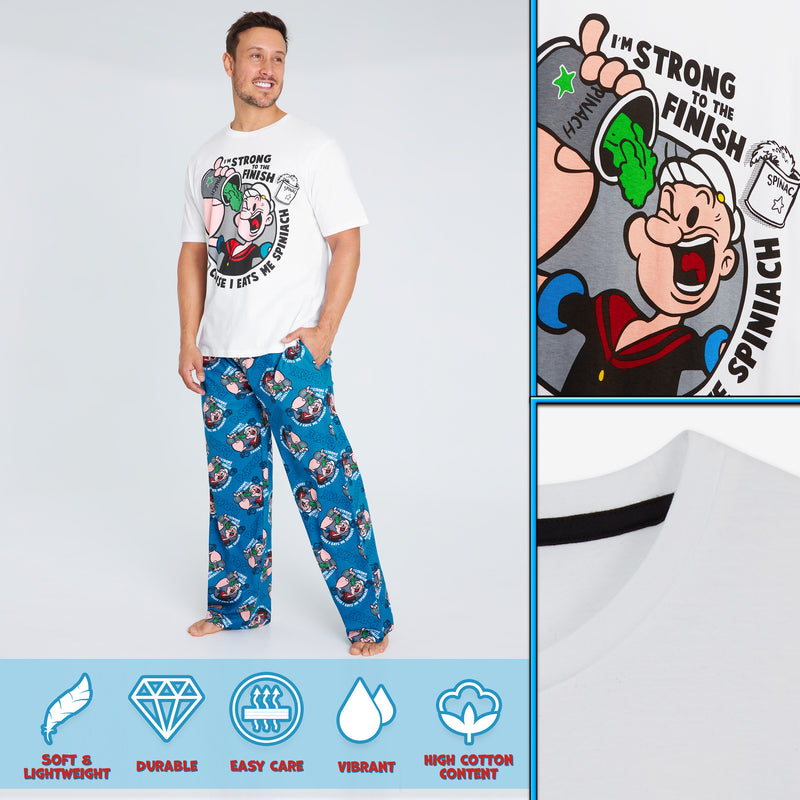 Popeye Mens Pyjamas - Short Sleeve Pyjama Set for Men - Get Trend
