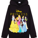 Disney Princess Hoodie for Girls - Princess Hooded Sweatshirt or Hoodie Dress for Kids 2-12 Years Soft Comfy Girls Gifts (Black