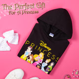 Disney Princess Hoodie for Girls - Princess Hooded Sweatshirt or Hoodie Dress for Kids 2-12 Years Soft Comfy Girls Gifts (Black