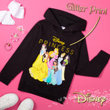 Disney Princess Hoodie for Girls - Princess Hooded Sweatshirt or Hoodie Dress for Kids 2-12 Years Soft Comfy Girls Gifts (Black