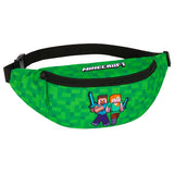 Minecraft Boys Fashion Waist Pack with Adjustable Strap, Creeper Travel Bag - Gamer Gifts (Green)