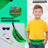 Minecraft Boys Fashion Waist Pack with Adjustable Strap, Creeper Travel Bag - Gamer Gifts (Green)