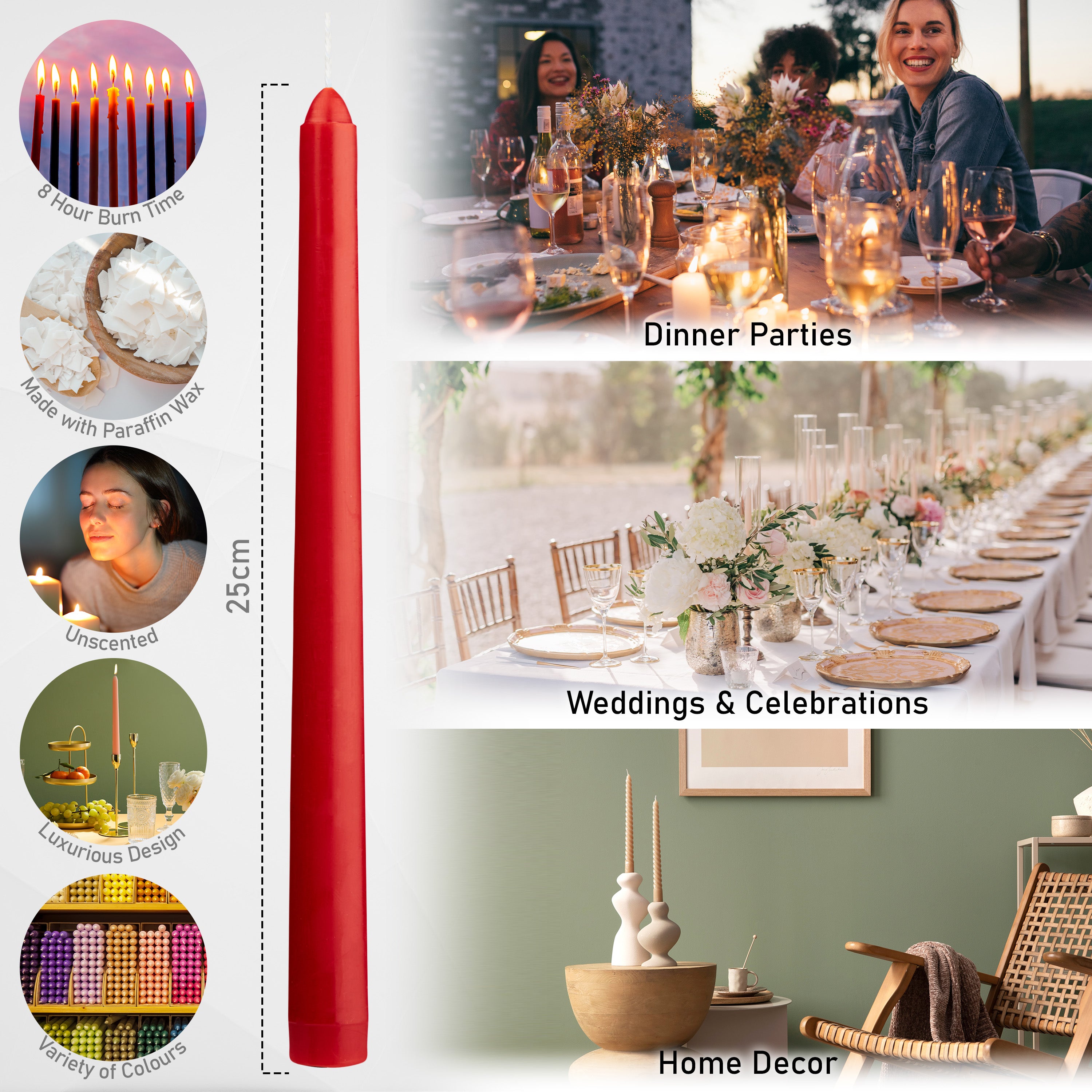 Multipack Candles Dinner Candles - Tapered Candles Multipack - Set of 15 – Get Trend