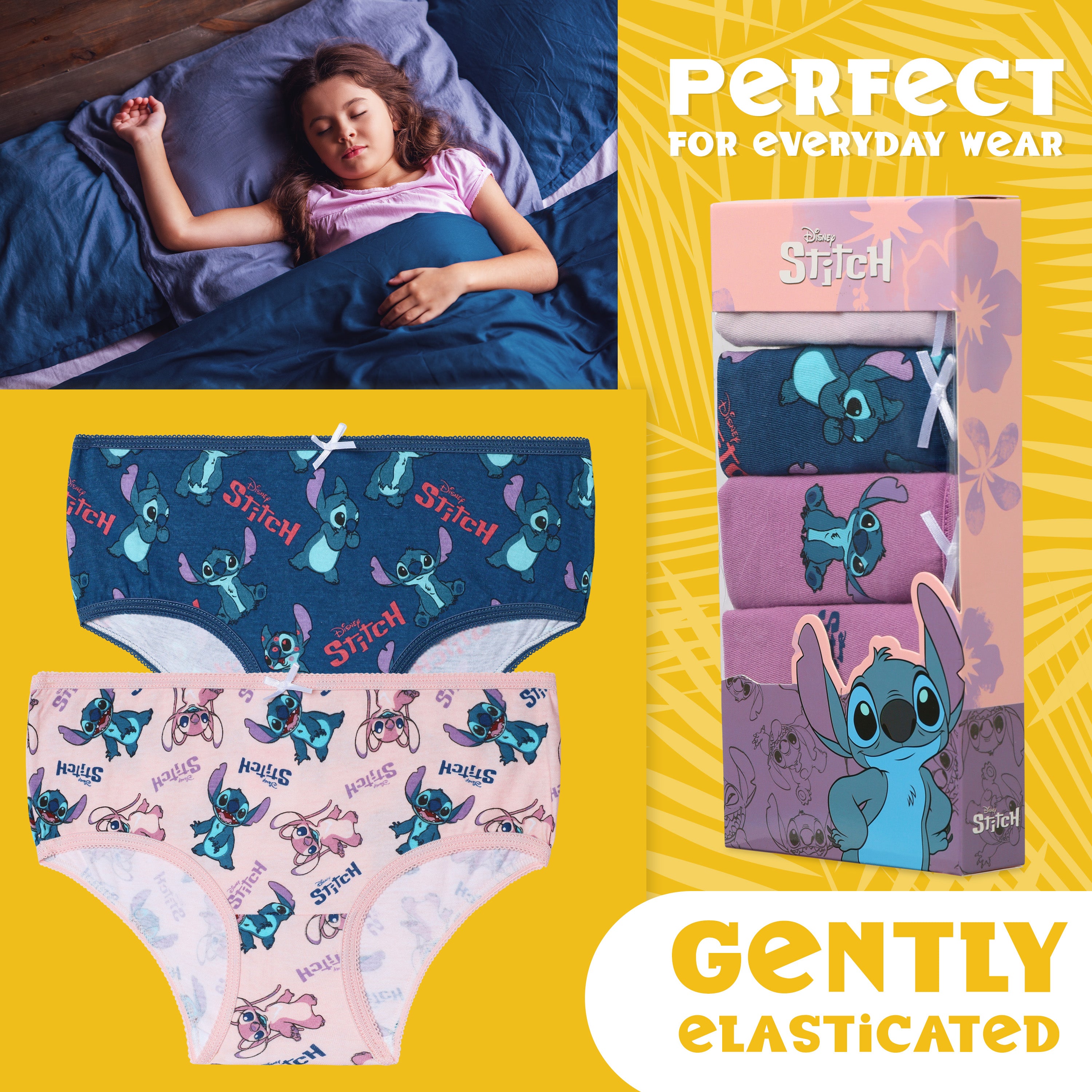 Disney Stitch Girls Knickers, Comfy Breathable Cotton Underwear for Kids and Teenagers - Get Trend