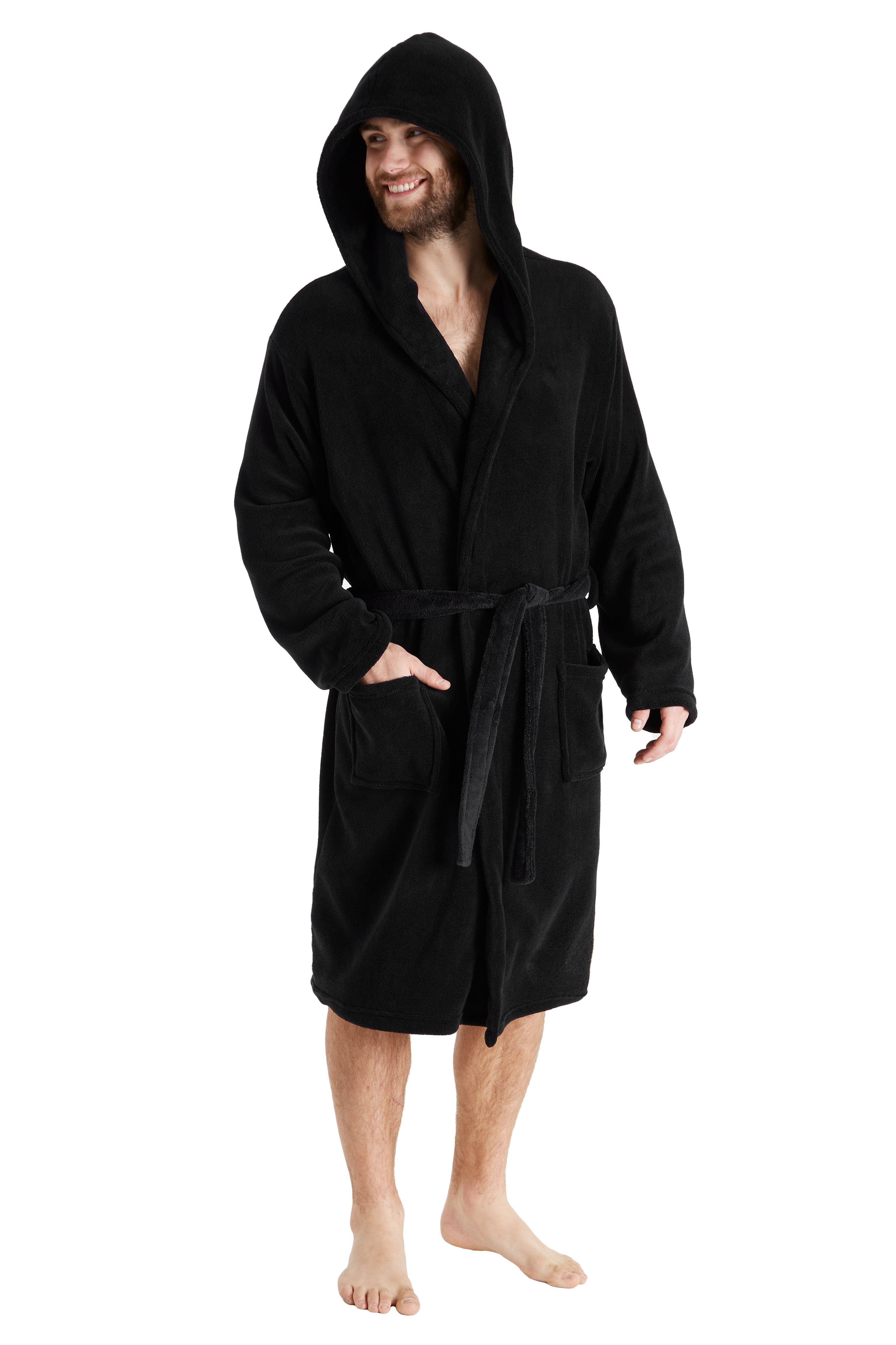 CityComfort Mens Dressing Gown, Shawl Collar or Hooded Bathrobe Super Soft Fleece Cosy Loungewear Adults Teens - Gifts for Him - Get Trend