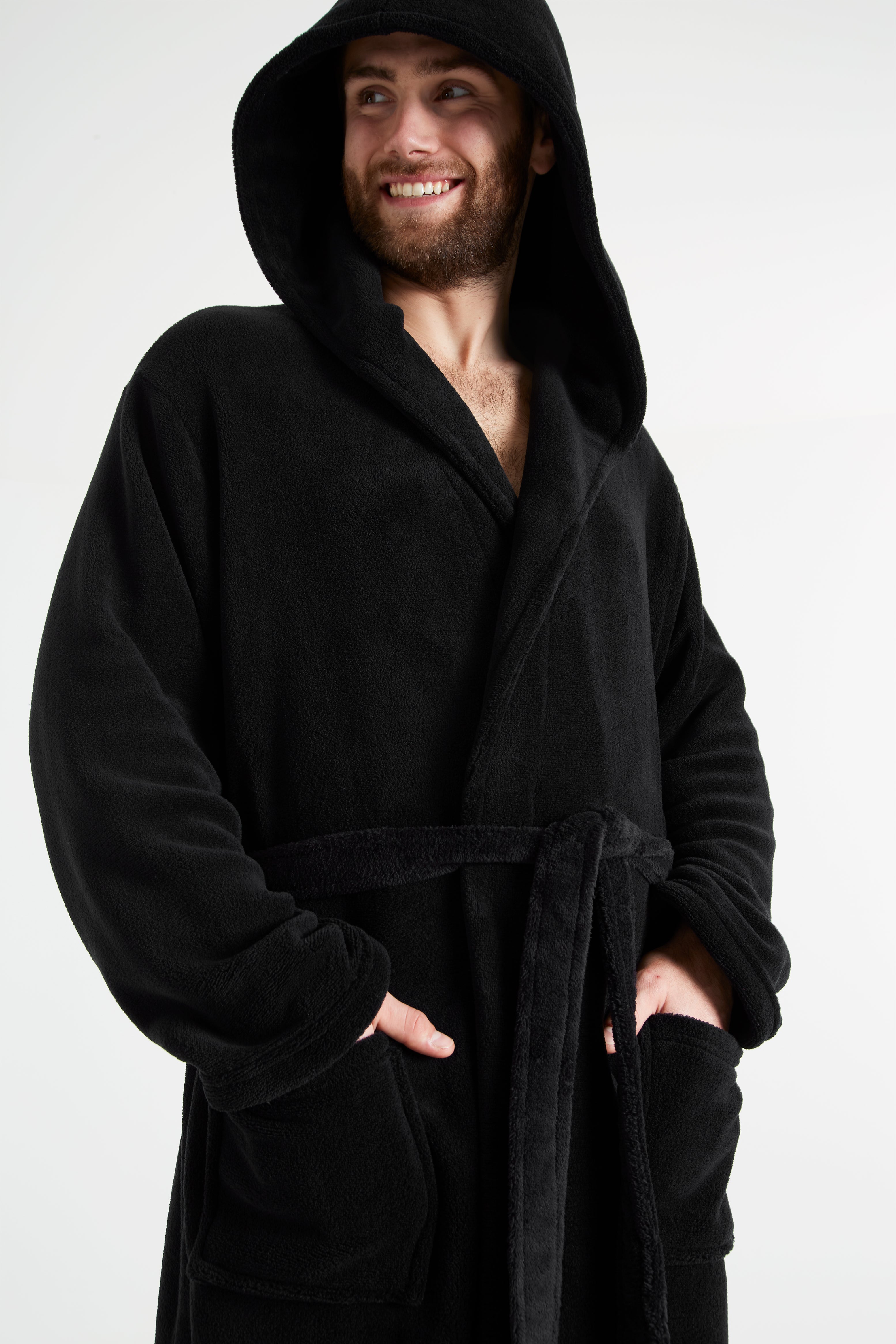 CityComfort Mens Dressing Gown, Shawl Collar or Hooded Bathrobe Super Soft Fleece Cosy Loungewear Adults Teens - Gifts for Him - Get Trend