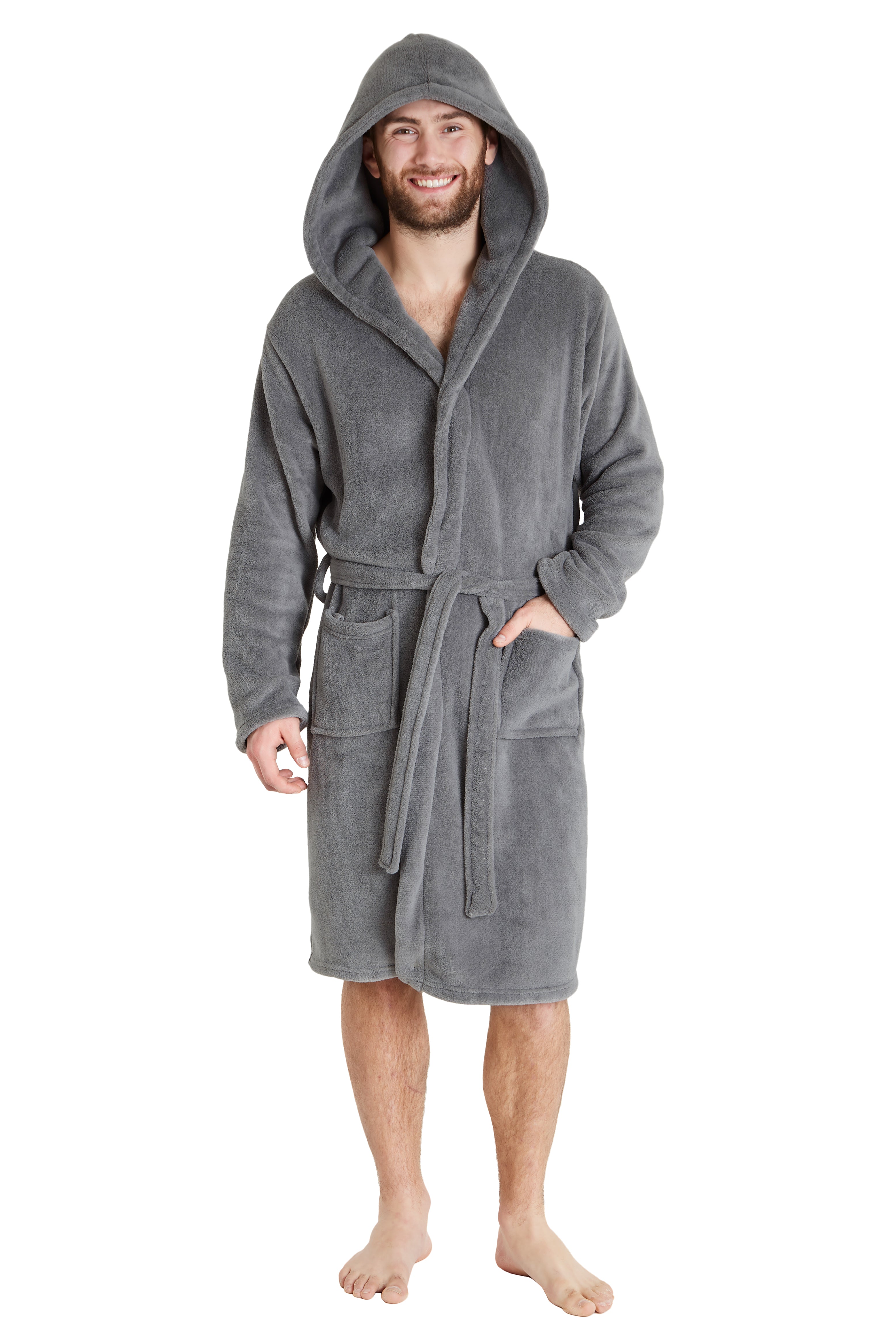 CityComfort Mens Dressing Gown, Shawl Collar or Hooded Bathrobe Super Soft Fleece Cosy Loungewear Adults Teens - Gifts for Him - Get Trend
