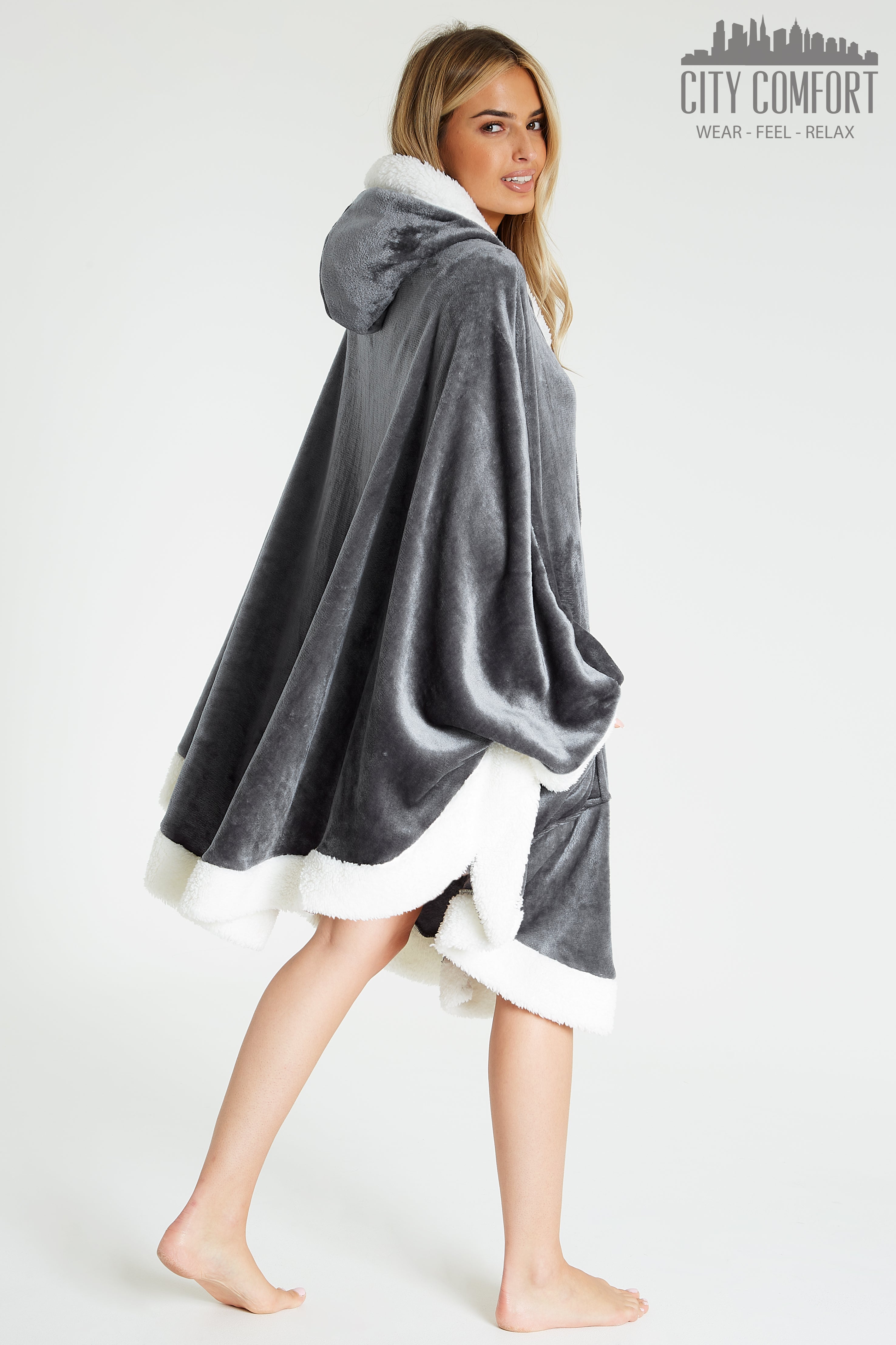 CityComfort Blanket Hoodie For Women Snuggle Sherpa Oversized Hoodie Blanket - Get Trend