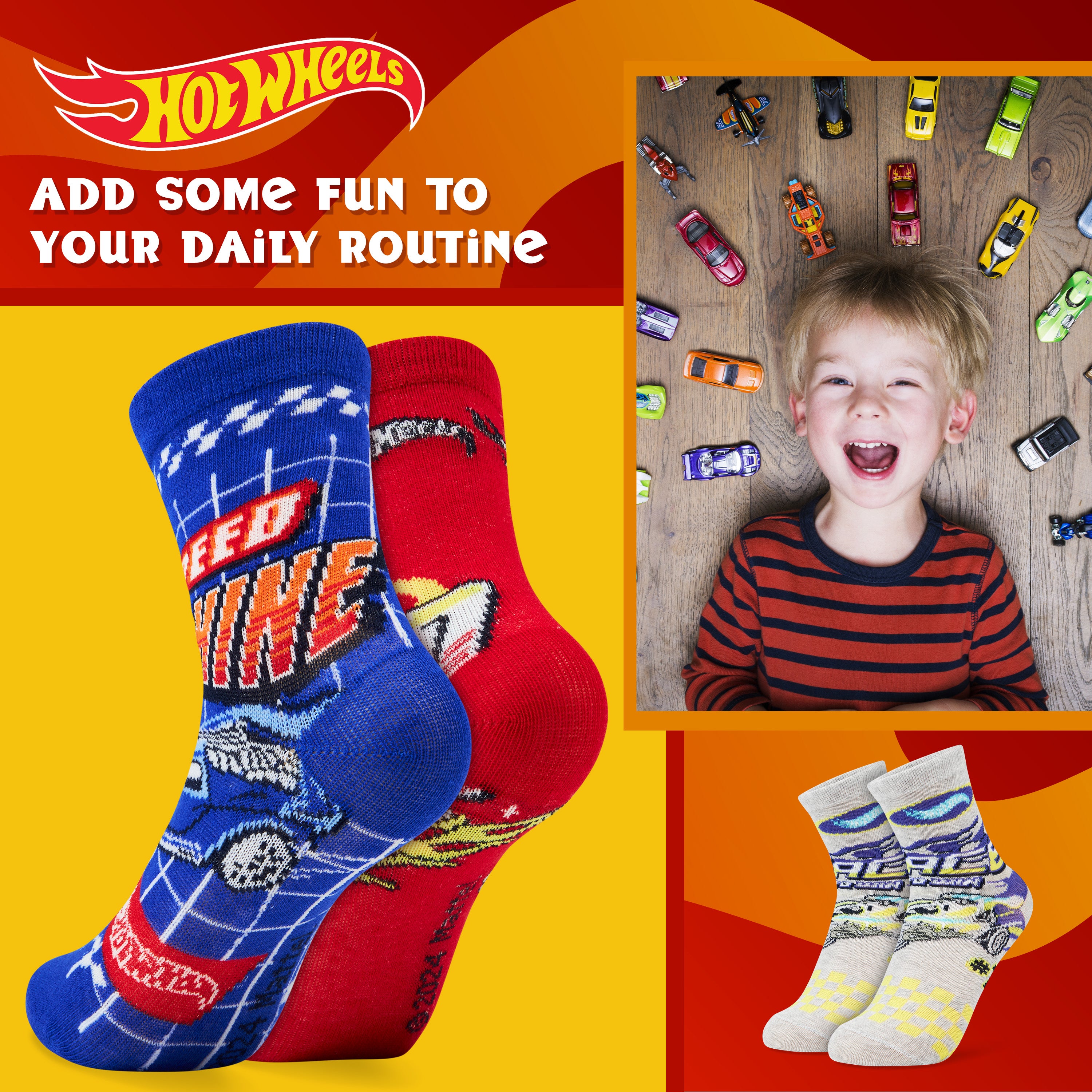 Hot Wheels Boys Calf Socks, Soft Breathable Kids Socks Pack of 5 - Gifts for Boys - Get Trend