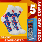 Hot Wheels Boys Calf Socks, Soft Breathable Kids Socks Pack of 5 - Gifts for Boys - Get Trend