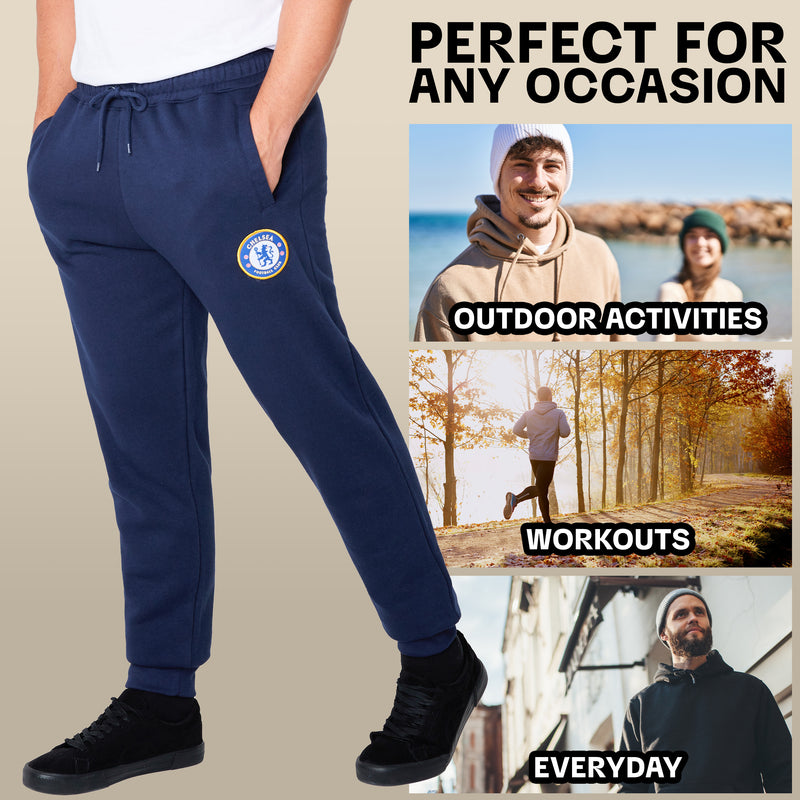Chelsea F.C. Mens Sweatpants with 2 Pockets and Cuffed Ankles