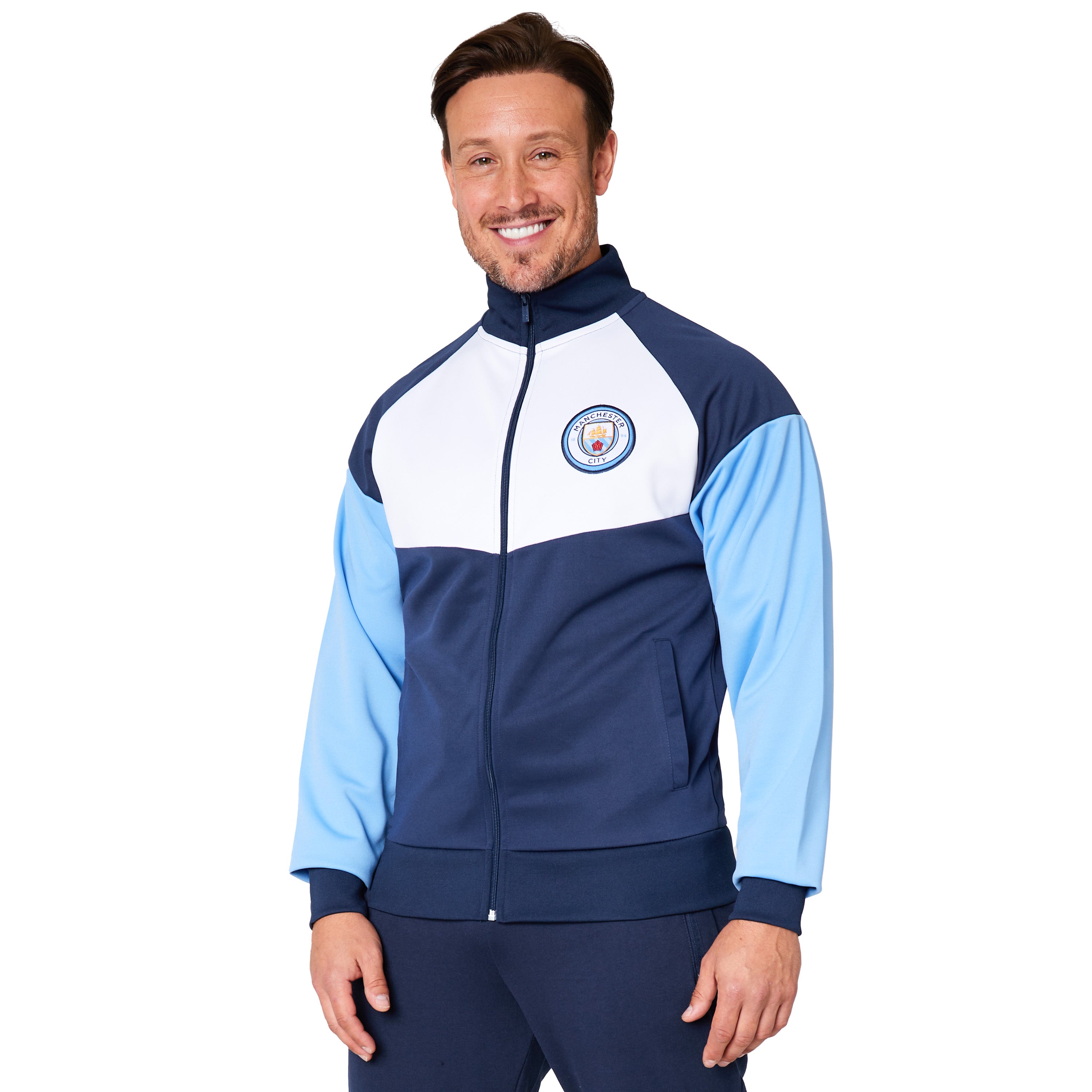 Manchester City F.C. Mens Zip Up Track Jacket with Pockets - Get Trend