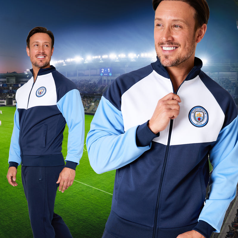 Manchester City F.C. Mens Zip Up Track Jacket with Pockets - Get Trend