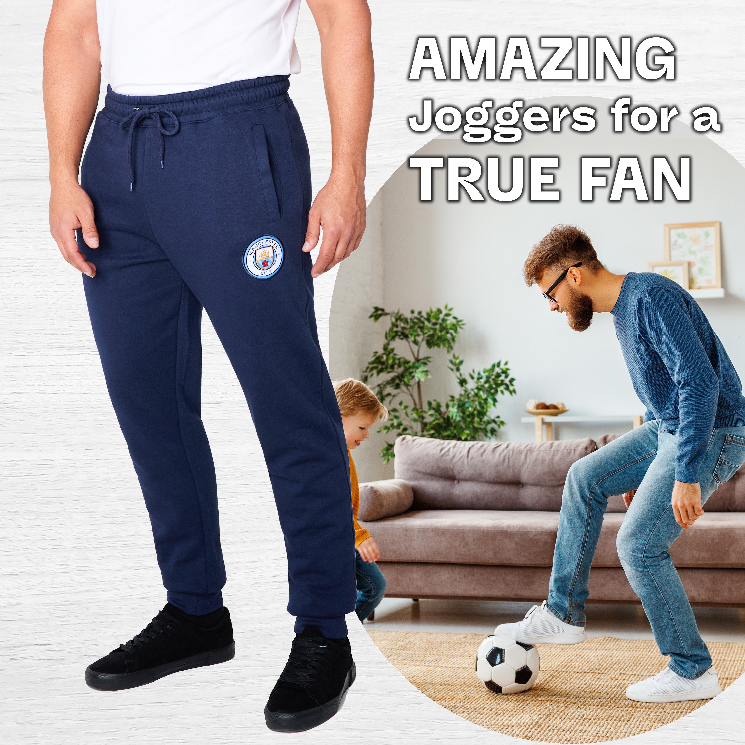 Manchester City F.C. Mens Sweatpants with 2 Pockets and Cuffed Ankles - Get Trend