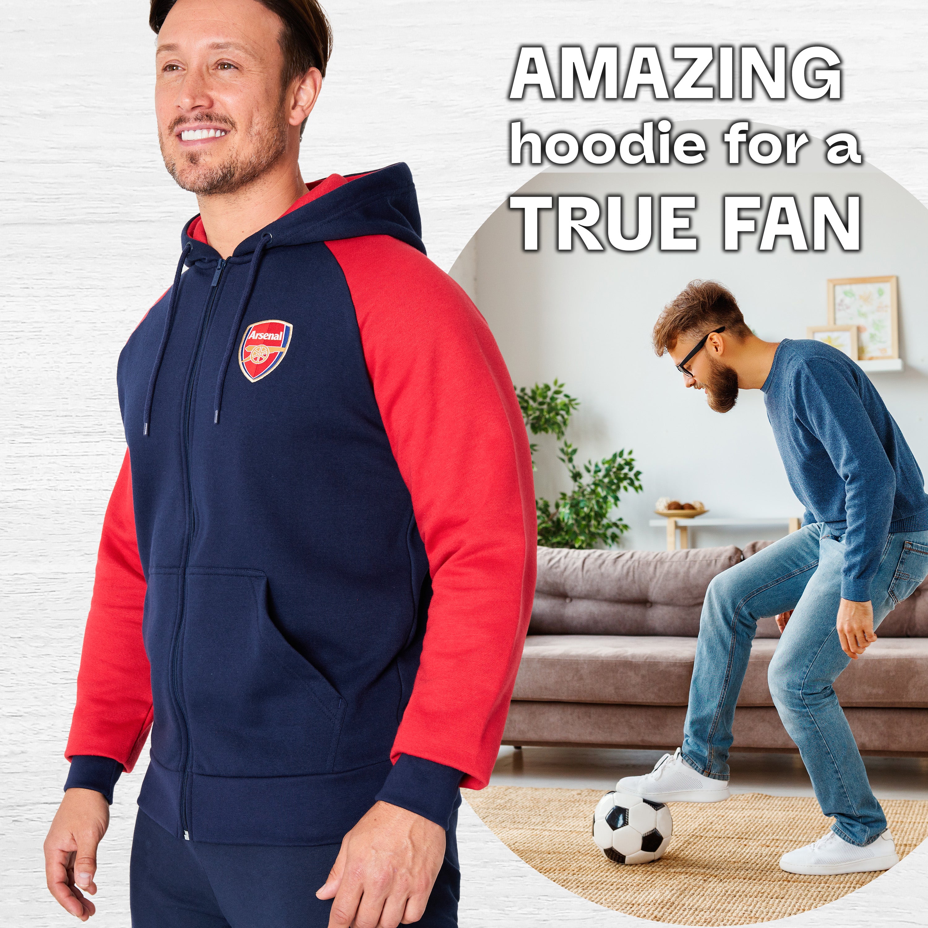 Arsenal F.C. Mens Zip Up Hoodie with Pockets - Get Trend