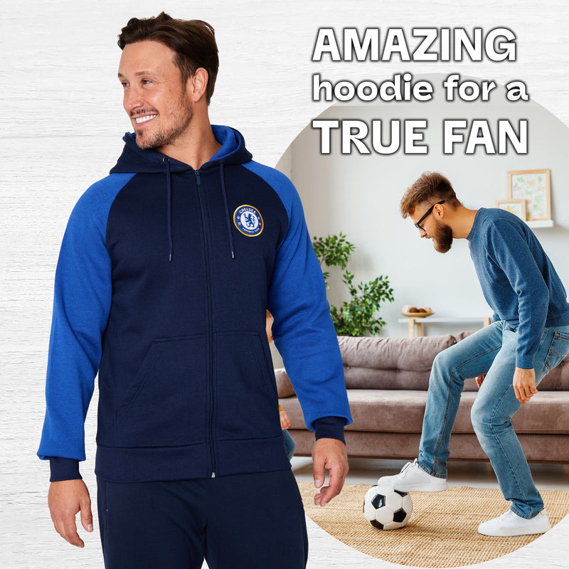 Chelsea F.C. Mens Zip Up Hoodie with Pockets