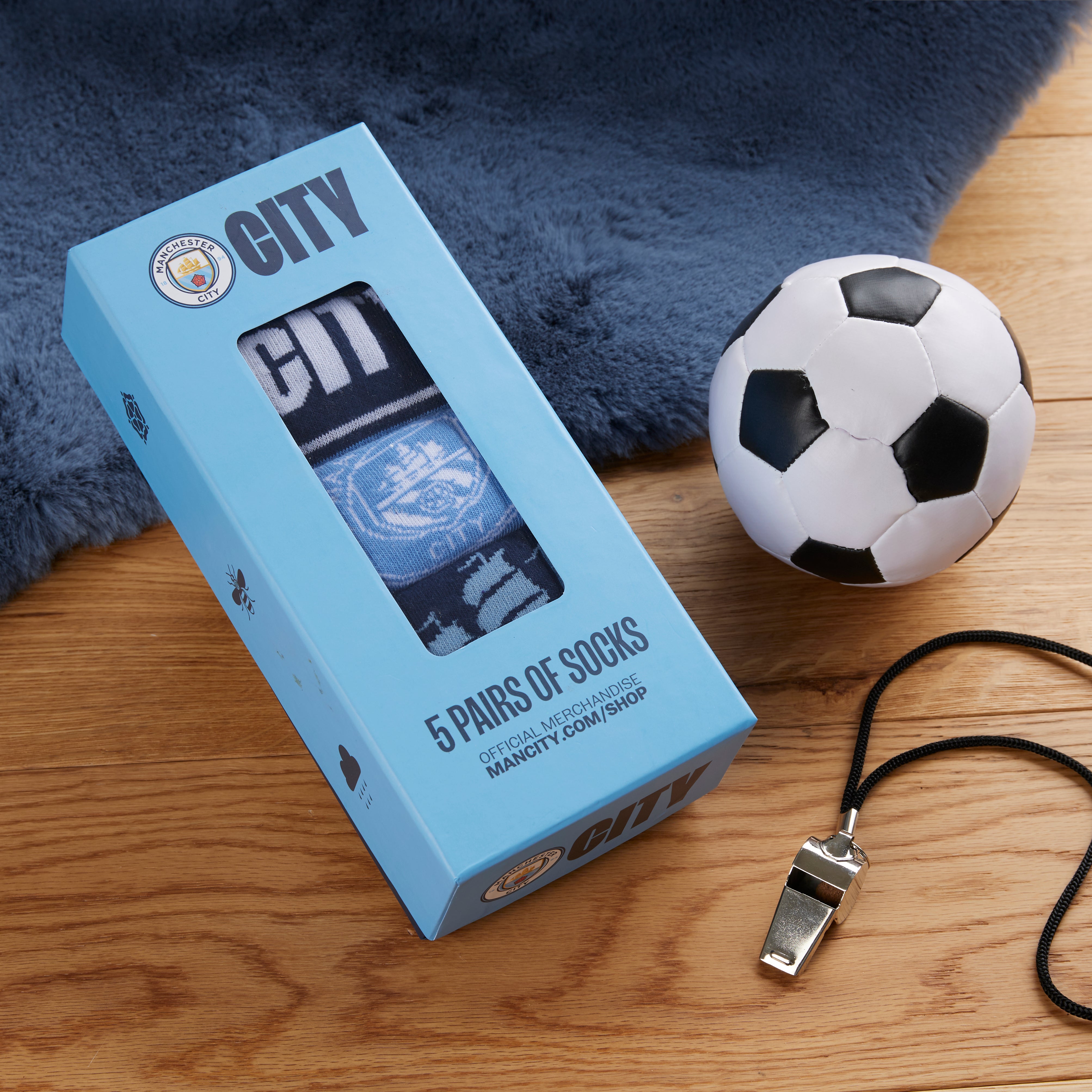 MANCHESTER CITY FC Mens Socks - Pack of 5 Crew Socks for Men Teenagers - Get Trend