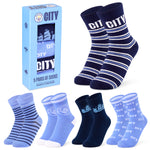 Manchester City FC Boys Socks - Pack of 5 Crew Socks for Boys - Get Trend