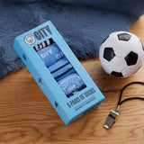 MANCHESTER CITY FC Boys Socks - Pack of 5 Crew Socks for Boys Teenagers - Get Trend