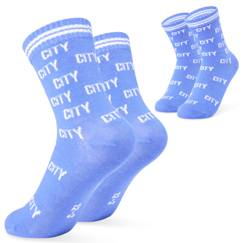 Manchester City FC Boys Socks - Pack of 5 Crew Socks for Boys - Get Trend