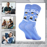 Manchester City F.C. Men 2-Pack Calf Length Socks with Mini Football, Breathable & Comfy