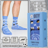 Manchester City F.C. Men 2-Pack Calf Length Socks with Mini Football, Breathable & Comfy