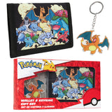Pokemon Wallet Kids Teenagers Anime Trifold Canvas Wallet with ID Pocket Coin Purse & Keyring Pikachu Gift Set for Travel Outdoors Sports Gamer Gifts (Black/Multi) - Get Trend